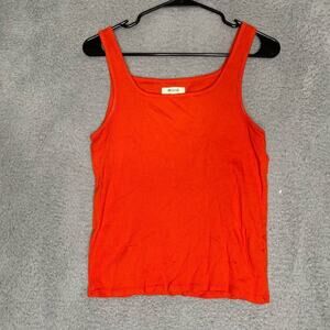 Madewell womens ribbed orange tank top casual stretch staple timeless soft S